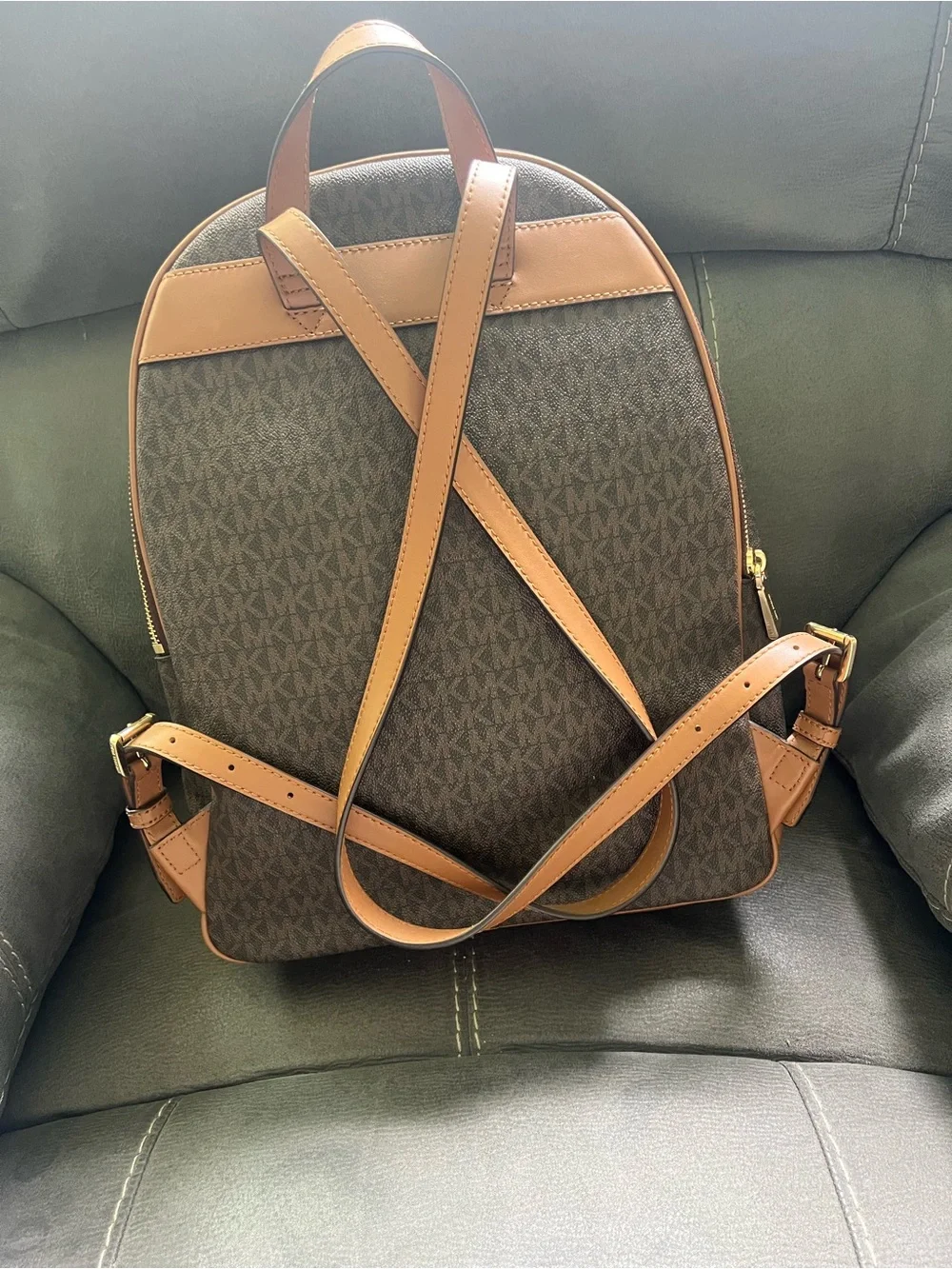 Michael Kors Brown and Tan Logo Backpack